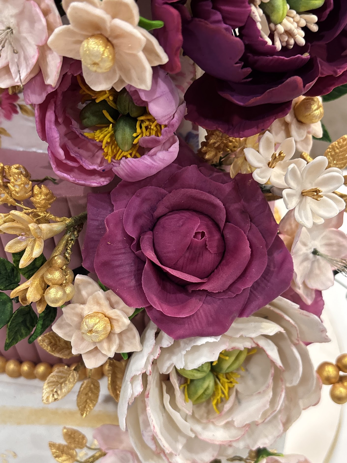 Elegant wedding cake with floral detailing